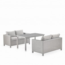 Обеденный комплект плетеной мебели с диванами T256C S59C-W85 Latte