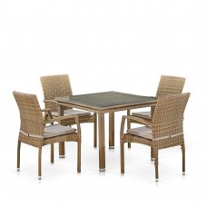 Комплект плетеной мебели T257B Y379B-W65 Light Brown (4+1)