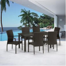 Комплект плетеной мебели T256A YC379A-W53 Brown (6+1) + подушкина стульях