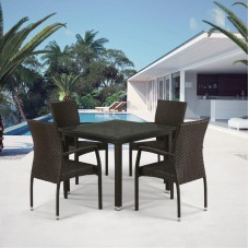 Комплект плетеной мебели T257A YC379A-W53 Brown (4+1) + подушки на стульях