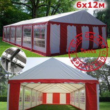 Шатер павильон Giza Garden 6x12м красный белый PRO (ПРО)
