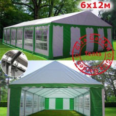 Шатер павильон Giza Garden 6x12м зелено-белый PRO (ПРО)