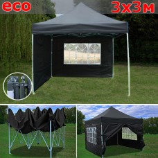 Быстросборный шатер автомат со стенками 3х3м черный ЭКО