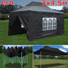 Быстросборный шатер со стенками 3х4,5м черный ЭКО