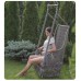 Подвесное плетеное кресло качели ИНКА с подушкой + каркас ФОРК + балдахин