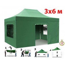Быстросборный шатер автомат 4366 3х6м со стенками зеленый (Helex)