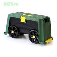 Скамейка-перевертыш садовая Helex с ящиком на колесах 4в1. зеленый черный