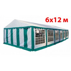 Большой шатер - Торговая палатка Party 6x12 (белый зеленый) ПВХ